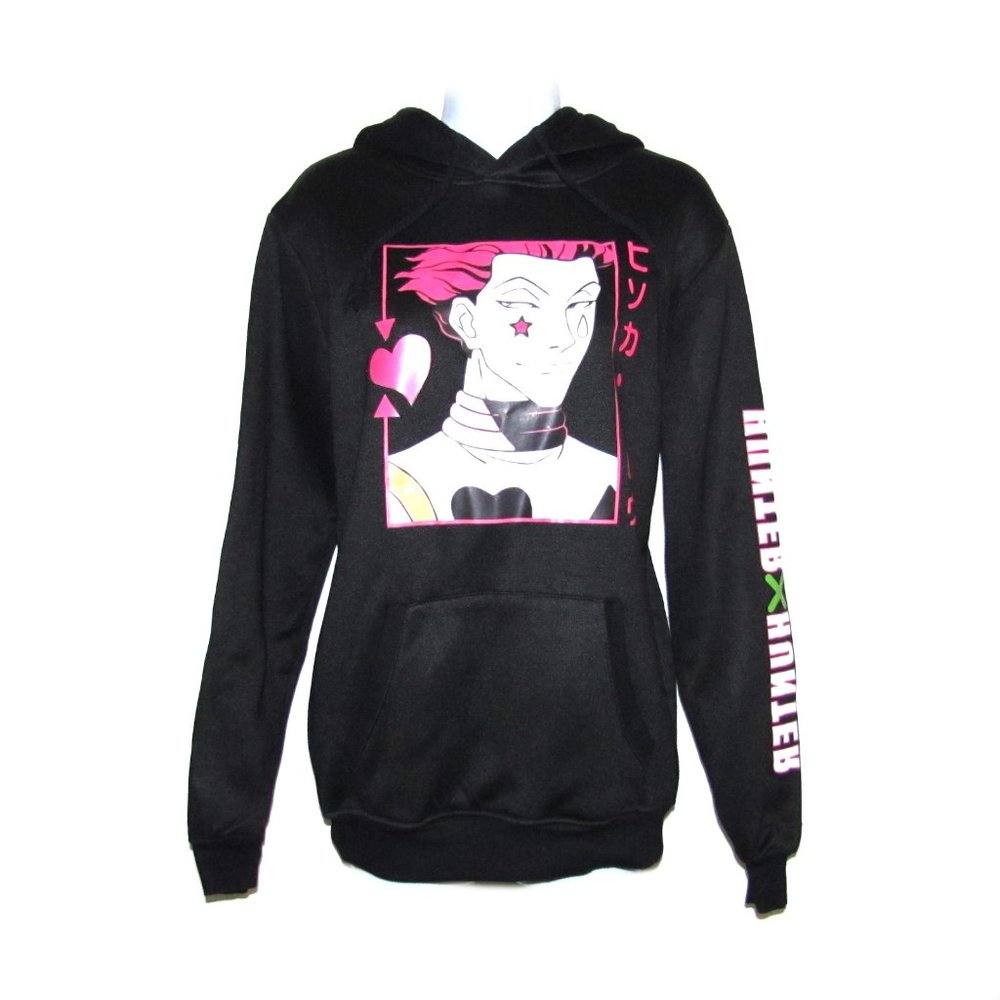Hunter x Hunter Hisoka Graphic Hoodie Sz 8 Black Pullover Kawaii/Harajuku